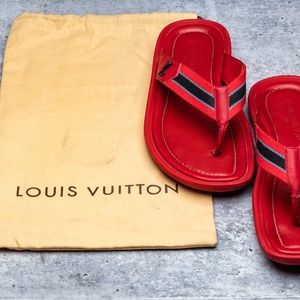 Louis Vuitton Mens Size 9 Red Thong Flip Flops